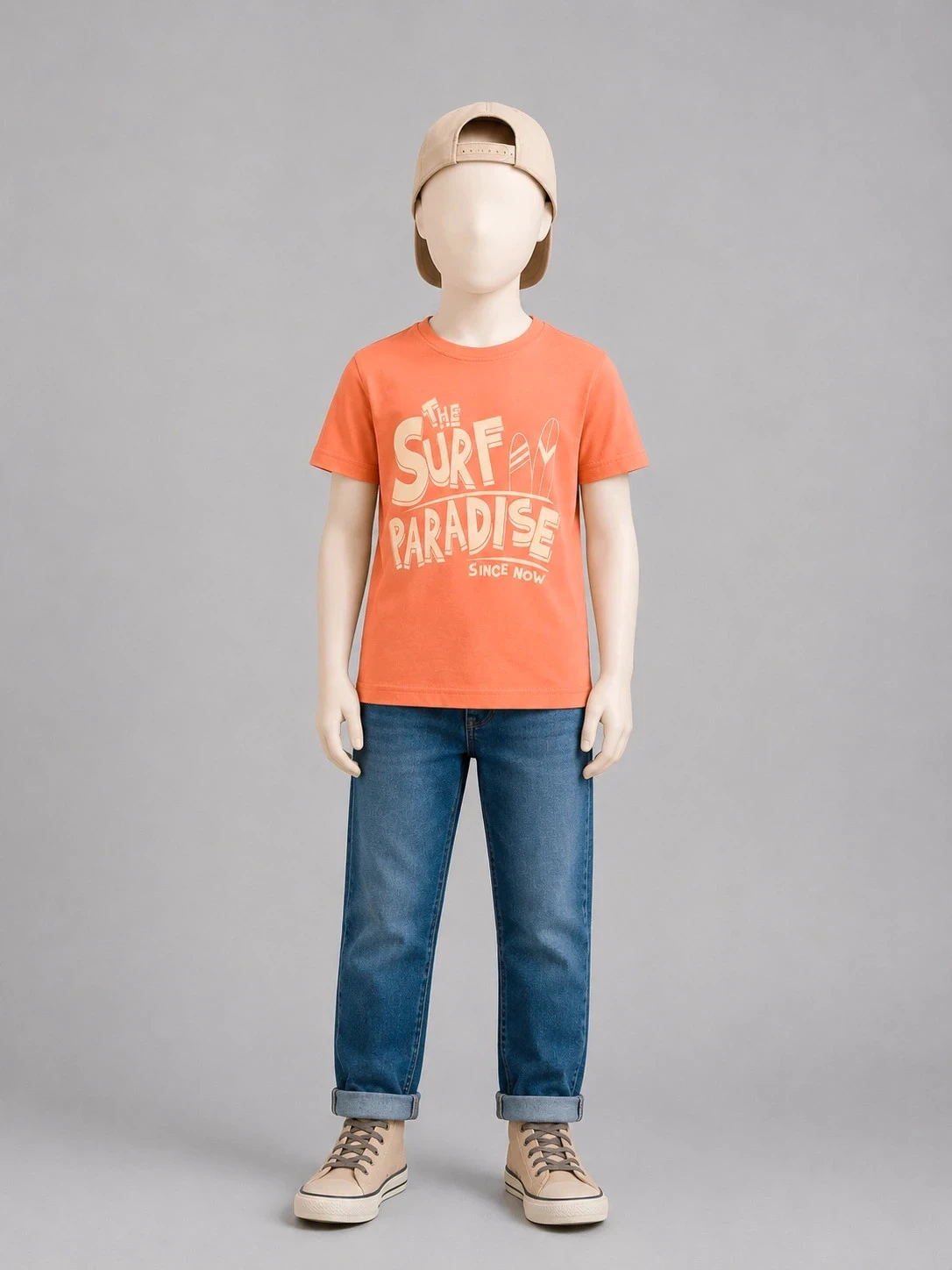 T-Shirt Menino surf mangas curtas | 12 anos | In Extenso | Novo | Laranja Coral – photo 2